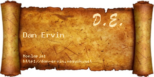 Dan Ervin névjegykártya